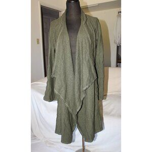 NWT XCVI Open Front Cascade Cardigan XL Wool Blend Green Long Sleeves Pockets